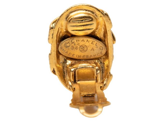 Orecchini a clip vintage Chanel Coco Mark D'oro - vista 3