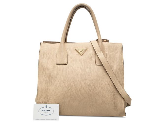 Prada Handtasche mit Triangle-Logo-Plakette Beige - Ansicht 8