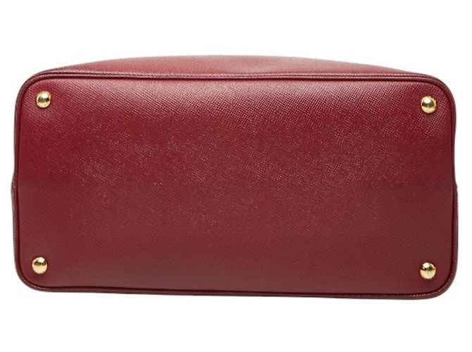 Prada Triangle Logo Plate Saffiano Double Medium Tote Bag Rot Bordeaux - Ansicht 3