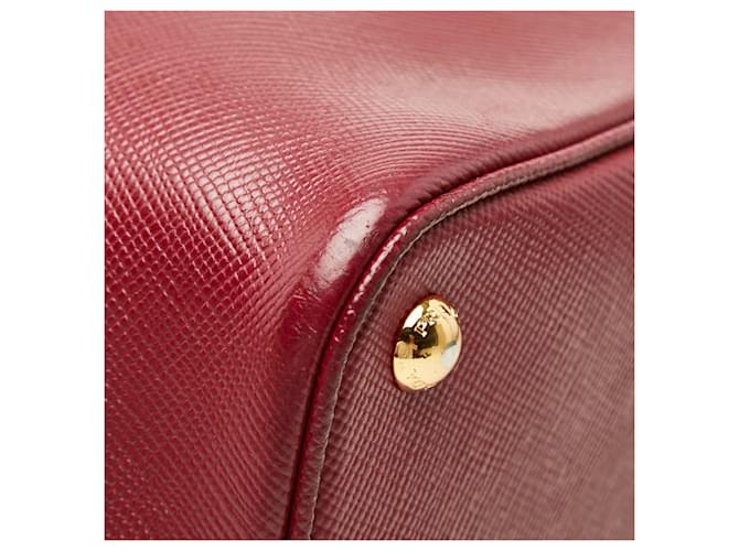 Prada Triangle Logo Plate Saffiano Double Medium Tote Bag Rot Bordeaux - Ansicht 7