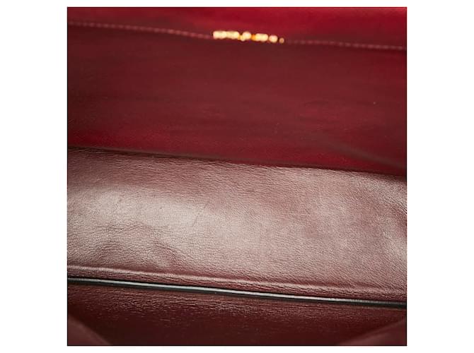 Prada Triangle Logo Plate Saffiano Double Medium Tote Bag Rot Bordeaux - Ansicht 9