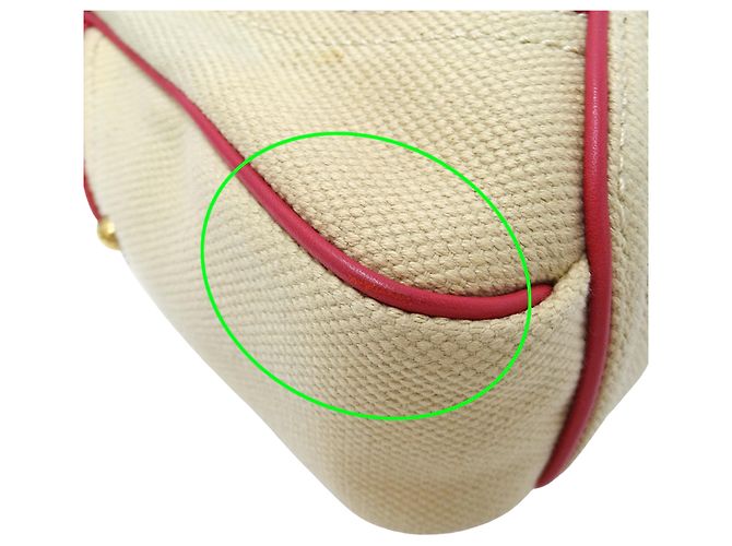 Céline Borsa Celine in tela beige e rosa - vista 10