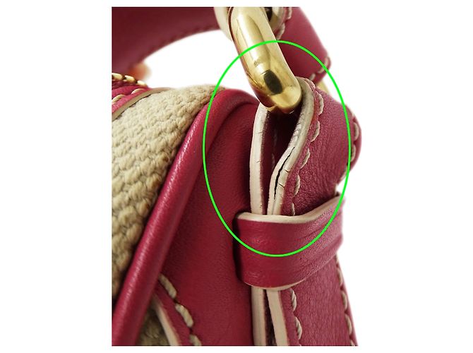 Céline Borsa Celine in tela beige e rosa - vista 11