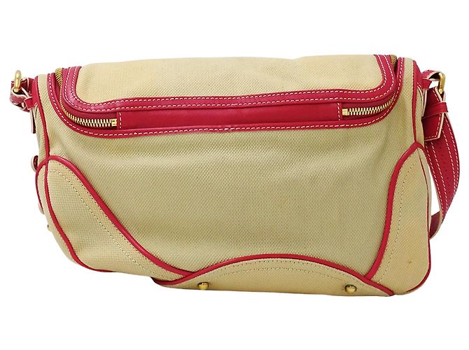 Céline Borsa Celine in tela beige e rosa - vista 2