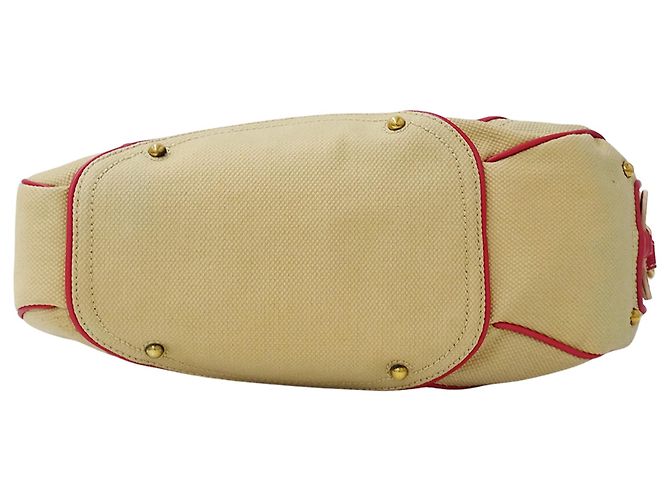 Céline Borsa Celine in tela beige e rosa - vista 3