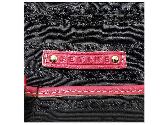 Céline Borsa Celine in tela beige e rosa - vista 6