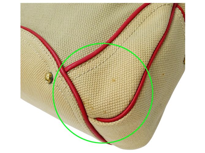 Céline Borsa Celine in tela beige e rosa - vista 8