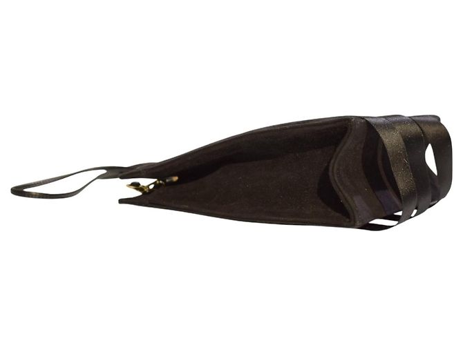 Borsa a tracolla Charles Jourdan Paris camoscio nero raso - vista 10