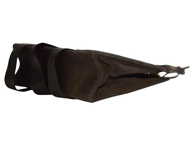 Borsa a tracolla Charles Jourdan Paris camoscio nero raso - vista 11