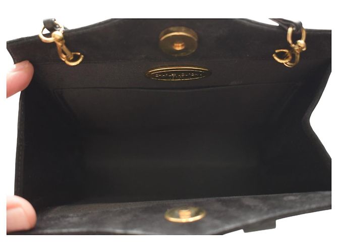 Borsa a tracolla Charles Jourdan Paris camoscio nero raso - vista 12
