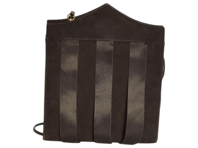 Borsa a tracolla Charles Jourdan Paris camoscio nero raso - vista 3
