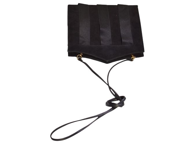 Borsa a tracolla Charles Jourdan Paris camoscio nero raso - vista 6
