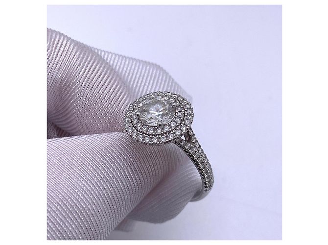 De Beers Diamantring Halo 1,03 Karat Silber - Ansicht 2