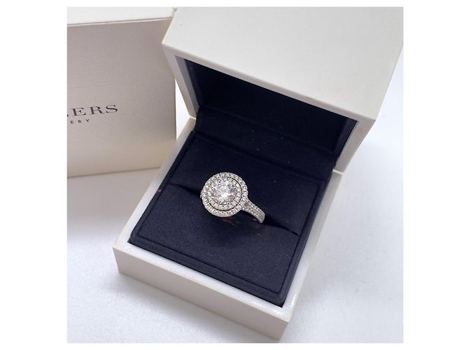 De Beers Diamantring Halo 1,03 Karat Silber - Ansicht 3