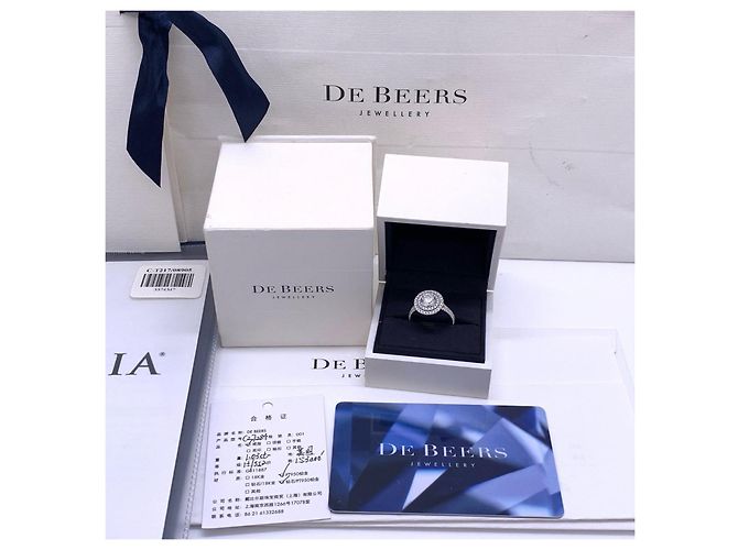 De Beers Diamantring Halo 1,03 Karat Silber - Ansicht 4