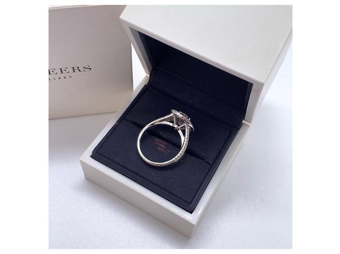 De Beers Diamantring Halo 1,03 Karat Silber - Ansicht 5