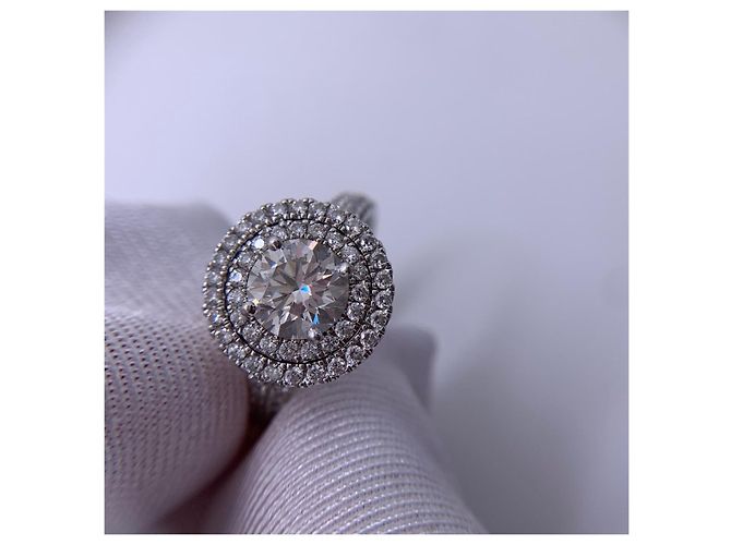 De Beers Diamantring Halo 1,03 Karat Silber - Ansicht 7