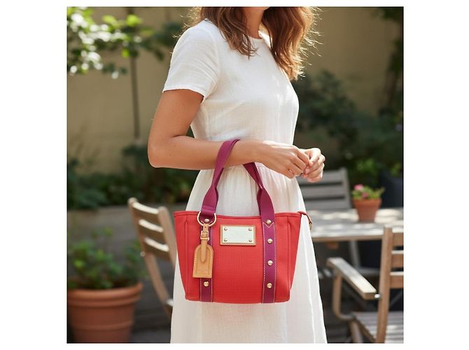 Louis Vuitton Antigua Cabas PM Borsa Tote Rossa Fucsia M40038 Rosso - vista 19