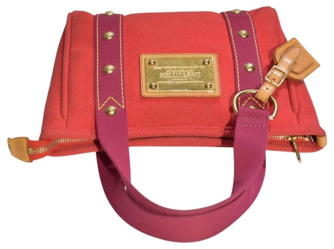 Louis Vuitton Antigua Cabas PM Borsa Tote Rossa Fucsia M40038 Rosso - vista 6