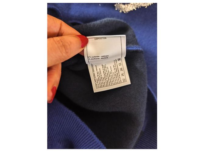 Chanel Kaschmir-Cardigan Marineblau CC-Logo - Ansicht 10