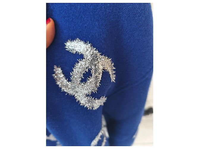 Chanel Kaschmir-Cardigan Marineblau CC-Logo - Ansicht 4