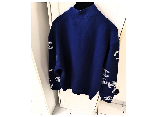 Chanel Kaschmir-Cardigan Marineblau CC-Logo - Ansicht 7