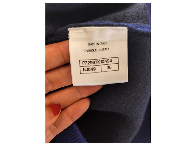 Chanel Kaschmir-Cardigan Marineblau CC-Logo - Ansicht 9