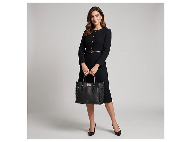 Louis Vuitton On My Side MM Sac Cabas Monogram Tufted Veau Cachemire Noir - vue 14
