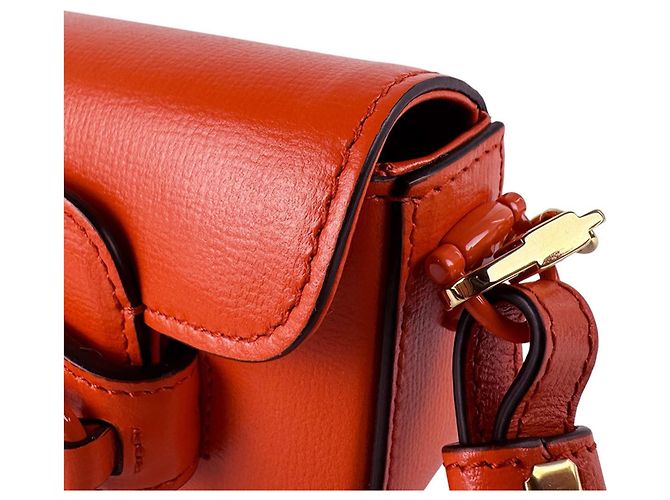 Borsa a tracolla in pelle Gucci Horsebit 1955 Arancione - vista 6