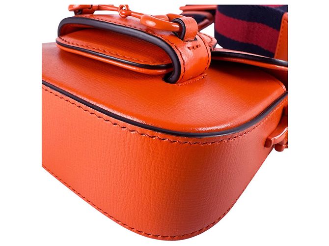 Borsa a tracolla in pelle Gucci Horsebit 1955 Arancione - vista 7
