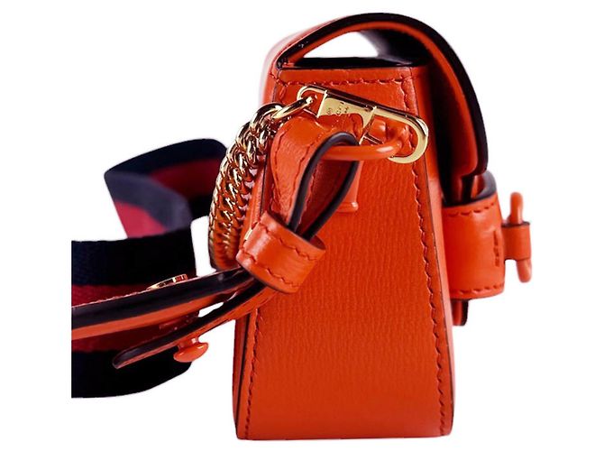 Borsa a tracolla in pelle Gucci Horsebit 1955 Arancione - vista 8
