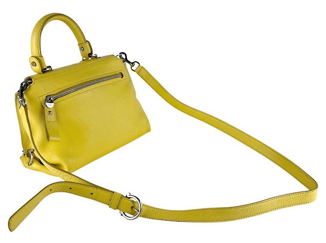 Gancini Borsa a mano/Borsa a tracolla in pelle gialla Salvatore Ferragamo Giallo - vista 11