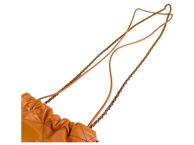 Borsa a tracolla Chanel in pelle arancione - vista 11