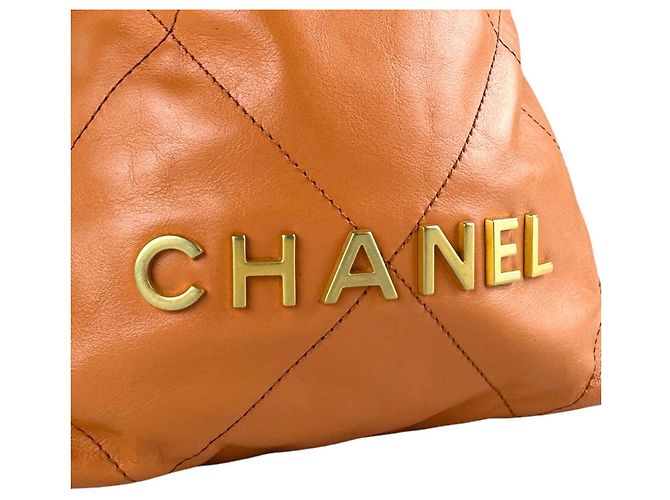Borsa a tracolla Chanel in pelle arancione - vista 12
