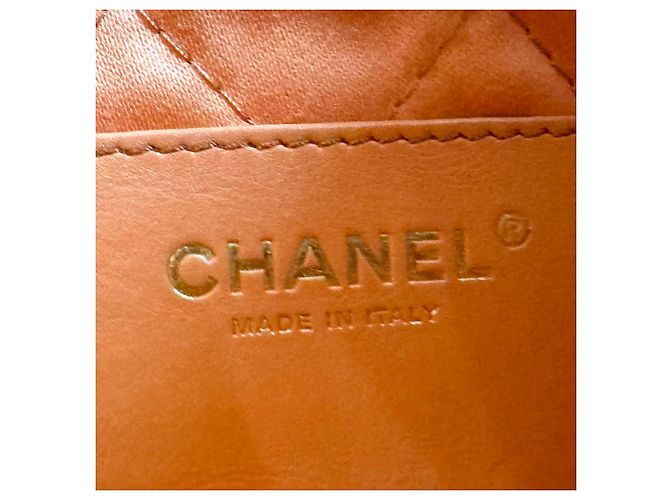 Borsa a tracolla Chanel in pelle arancione - vista 13