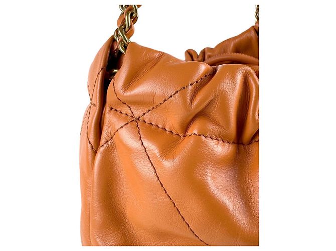 Borsa a tracolla Chanel in pelle arancione - vista 6