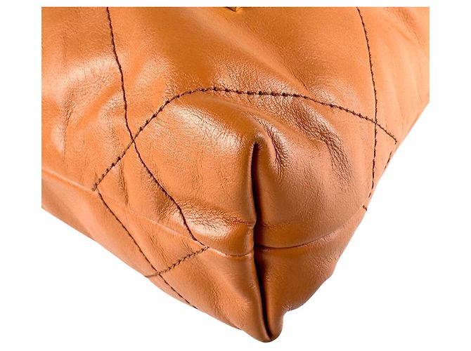 Borsa a tracolla Chanel in pelle arancione - vista 9