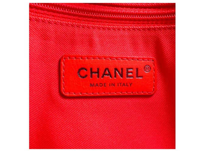 Borsa CHANEL Deauville PM in tela Rosa Giallo - vista 12