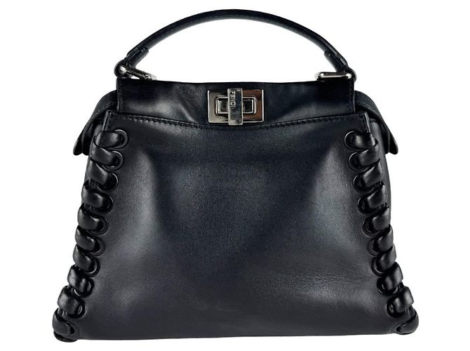 Fendi Mini Peekaboo Lederhandtasche Schwarz - Ansicht 3