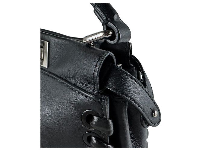 Fendi Mini Peekaboo Lederhandtasche Schwarz - Ansicht 6