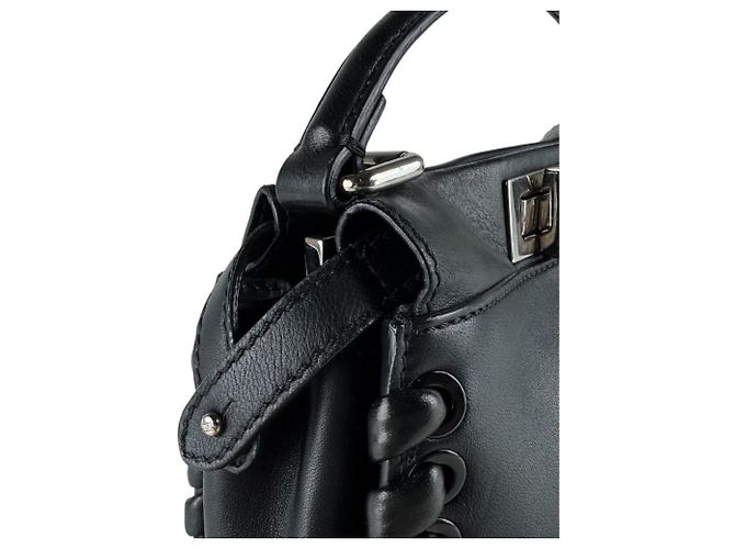 Fendi Mini Peekaboo Lederhandtasche Schwarz - Ansicht 7