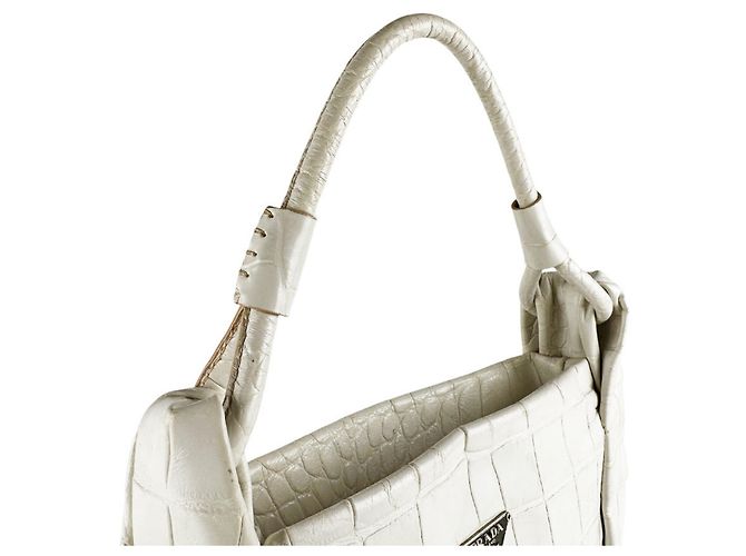 Borsa a mano in pelle goffrata Off-White Prada Bianco sporco - vista 10