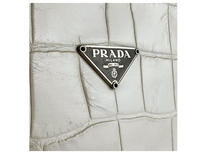 Borsa a mano in pelle goffrata Off-White Prada Bianco sporco - vista 11