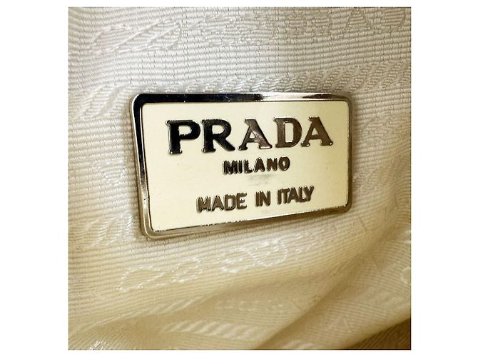 Borsa a mano in pelle goffrata Off-White Prada Bianco sporco - vista 12