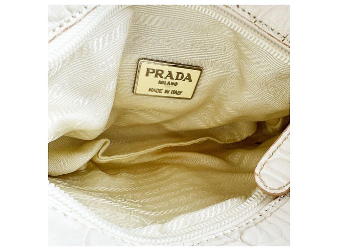Borsa a mano in pelle goffrata Off-White Prada Bianco sporco - vista 5