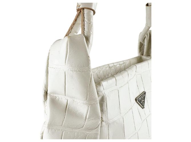 Borsa a mano in pelle goffrata Off-White Prada Bianco sporco - vista 6
