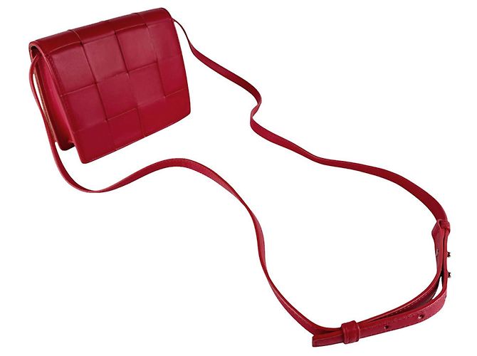 Borsa a Spalla Mini Cassette in Pelle Bottega Veneta Rosso - vista 10