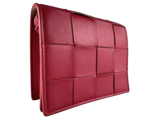 Borsa a Spalla Mini Cassette in Pelle Bottega Veneta Rosso - vista 11