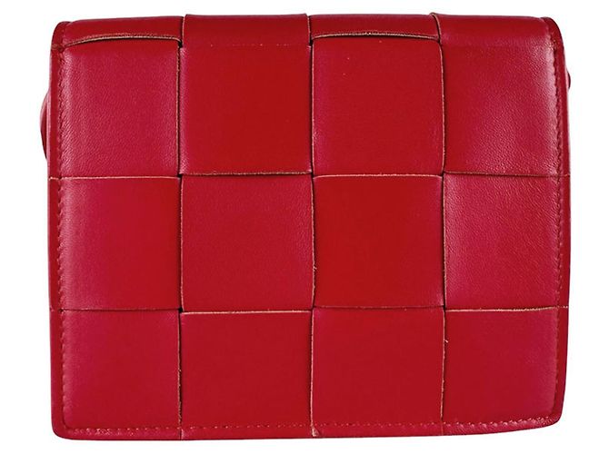Borsa a Spalla Mini Cassette in Pelle Bottega Veneta Rosso - vista 3