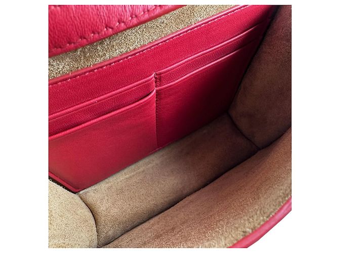 Borsa a Spalla Mini Cassette in Pelle Bottega Veneta Rosso - vista 5